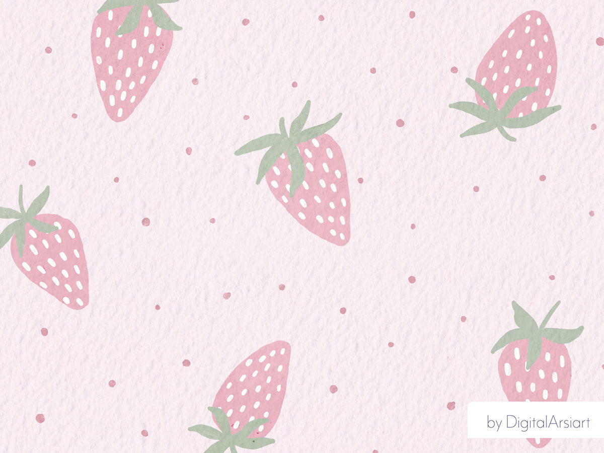 Pink strawberry seamless pattern - 1754 rendition image
