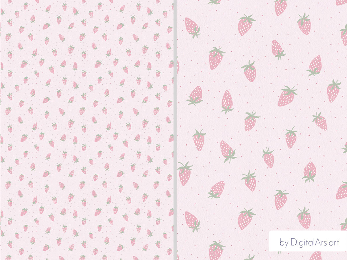 Pink strawberry seamless pattern - 1754 rendition image