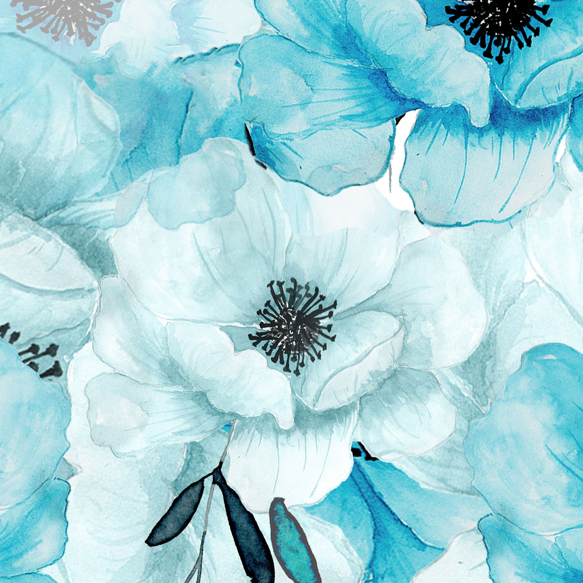 Baby Blue Floral seamless pattern 12x12 rendition image