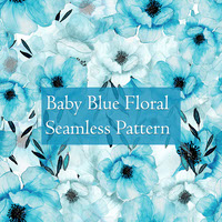 Baby Blue Floral seamless pattern 12x12