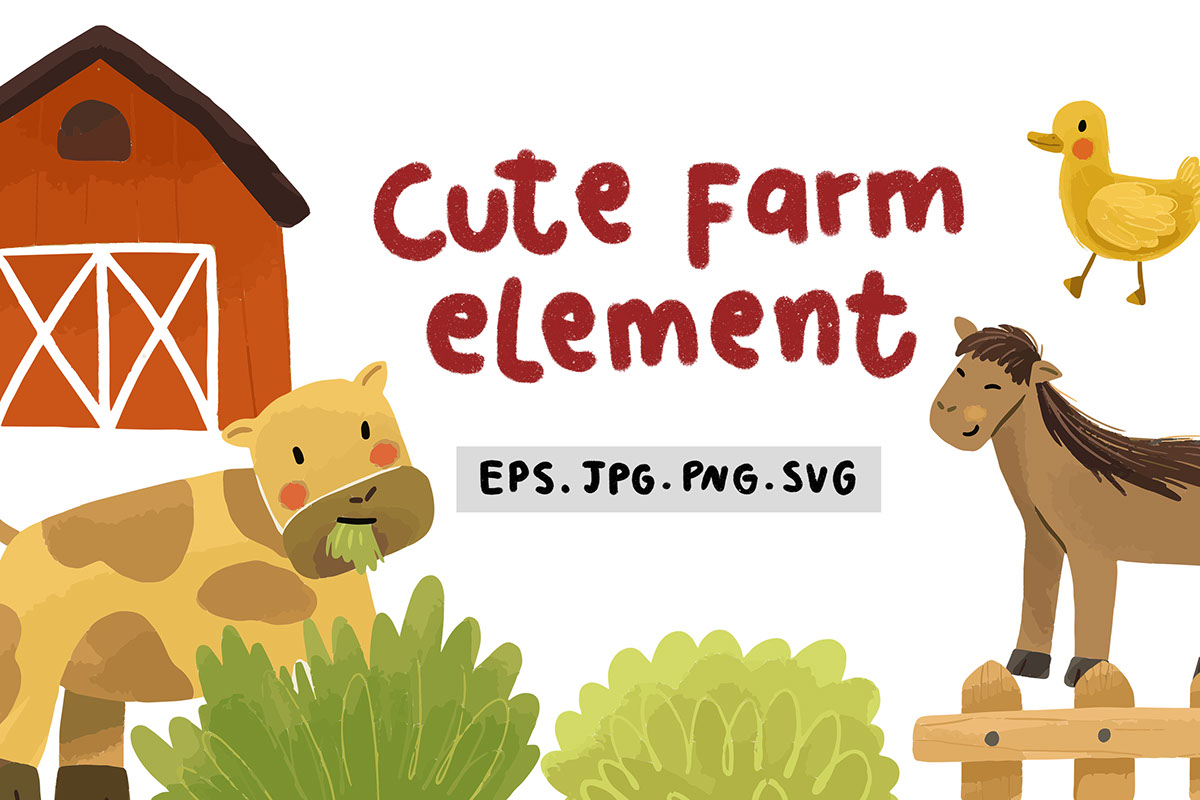 Cute Farm Element Illustration rendition image