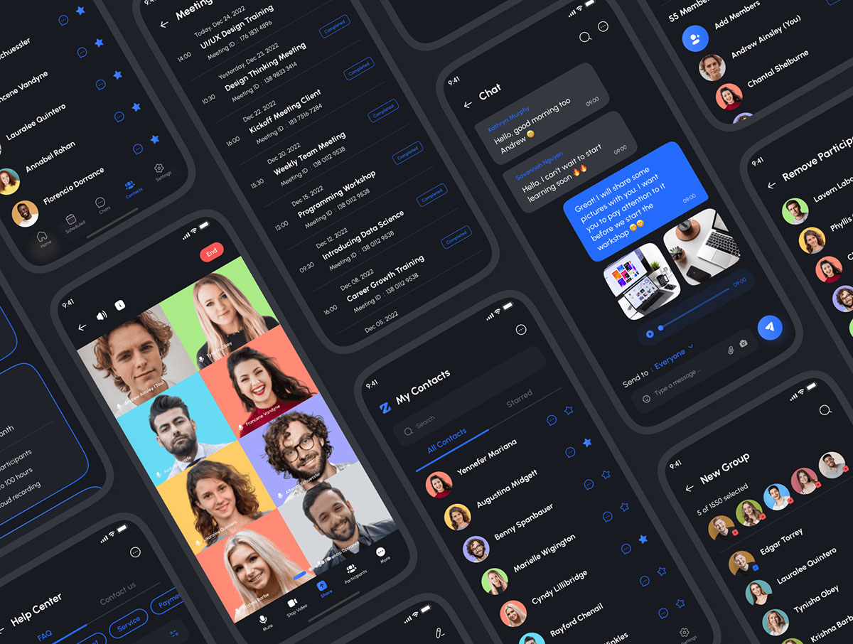 Zomo - Video Conferencing and Online Meeting App UI Kit rendition image