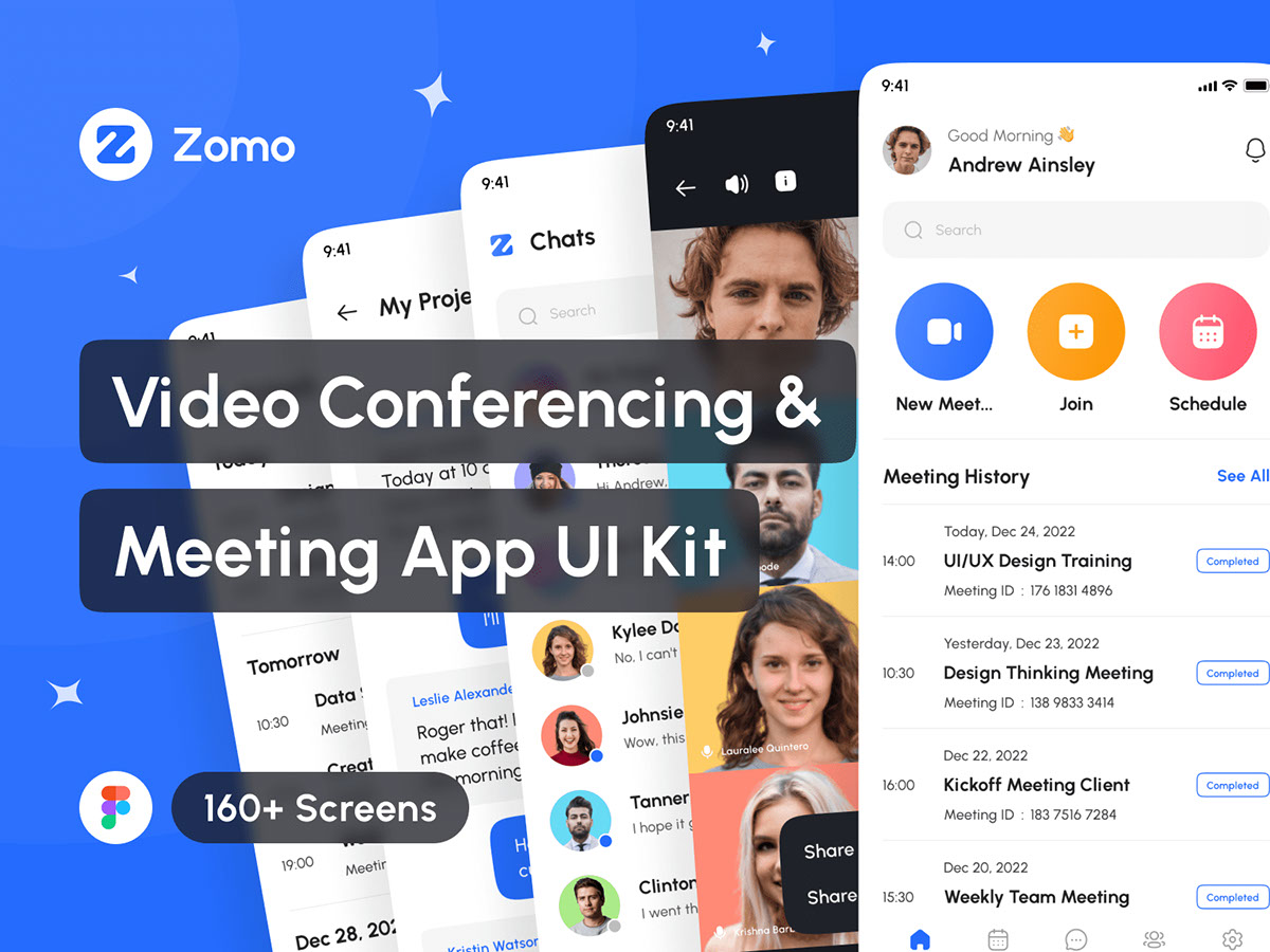 Zomo - Video Conferencing and Online Meeting App UI Kit rendition image