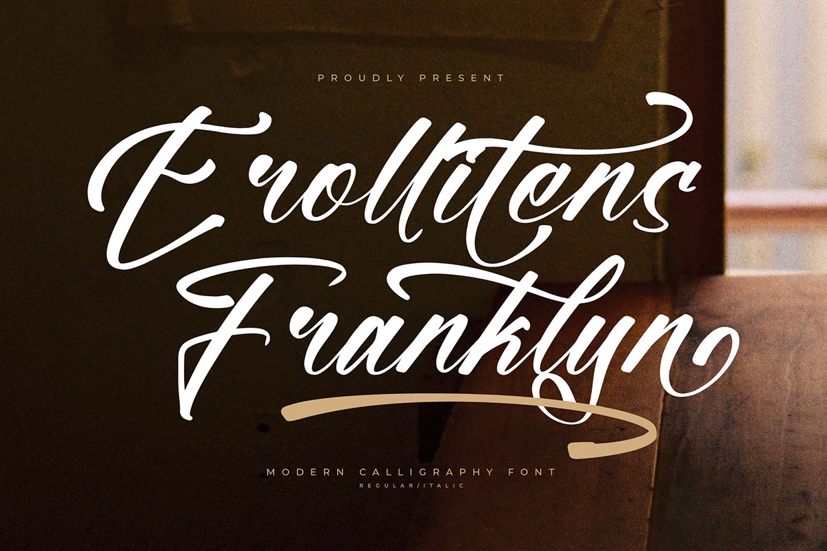 Erollitens Franklyn - Modern Calligraphy Font rendition image