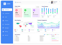 Dashboard UI with Navigation Solid Color