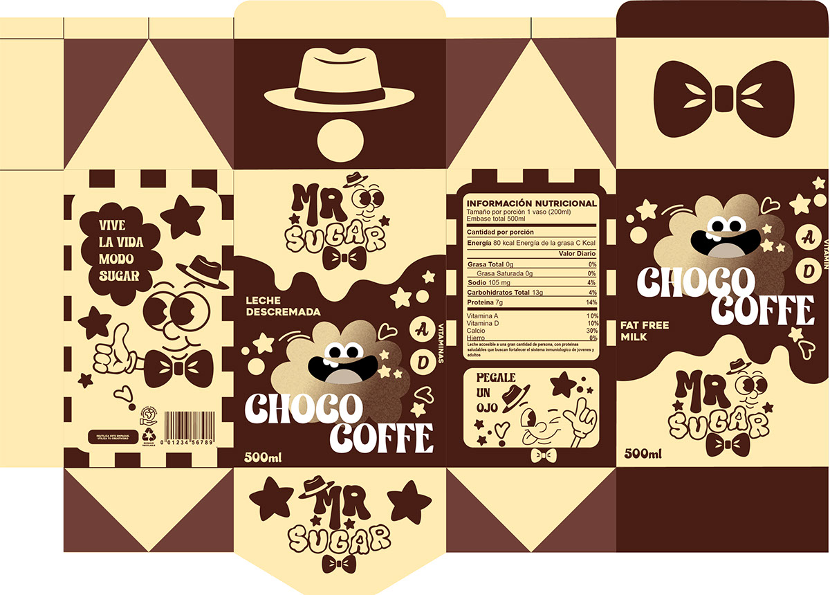 Caja de leche sabor chocolate rendition image