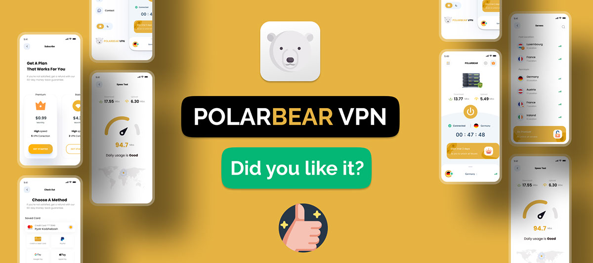 VPN Mobile App UI Kit - Figma UI Kit - Polarbear rendition image