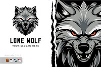 Angry Wolf Head Illustration