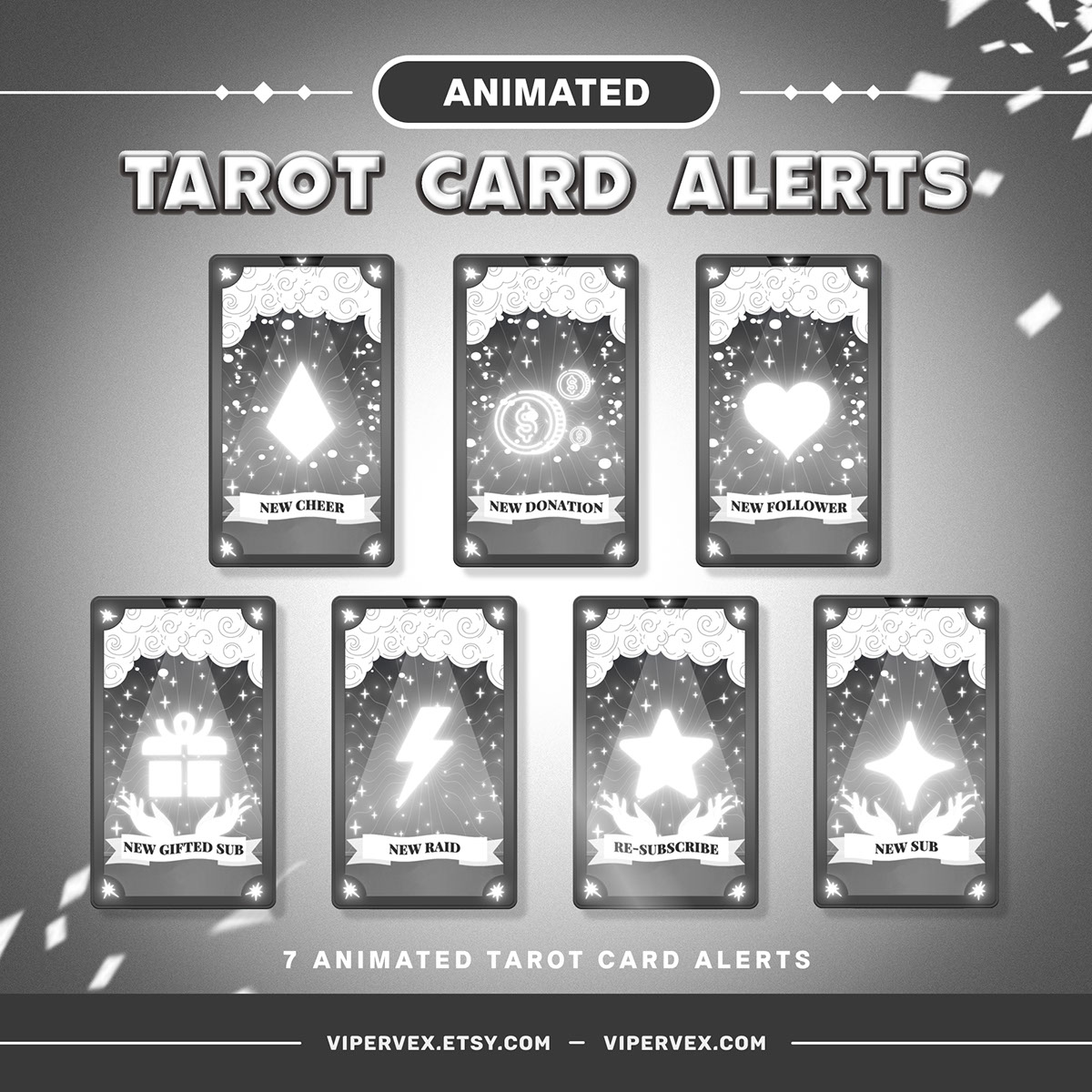 Black Tarot Cards Animated Stream Alerts rendition image