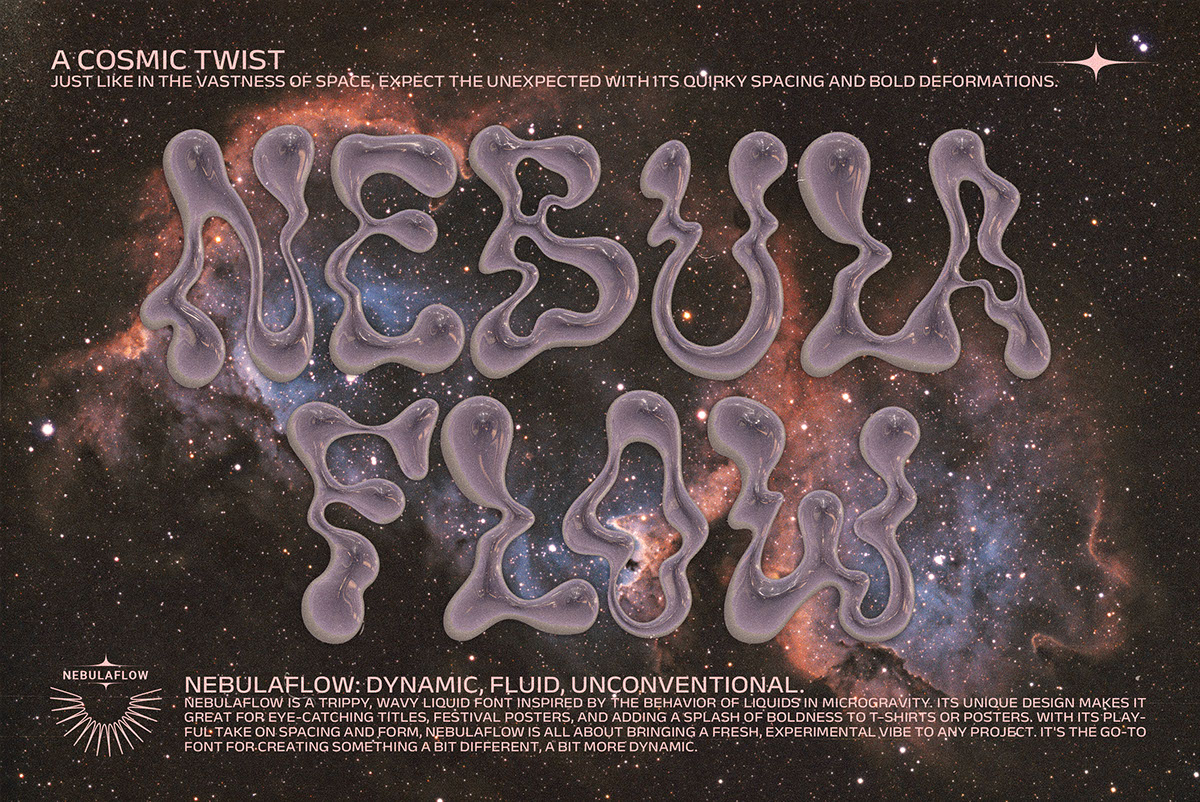 The Nebula Flow Font - NO chrome letters rendition image