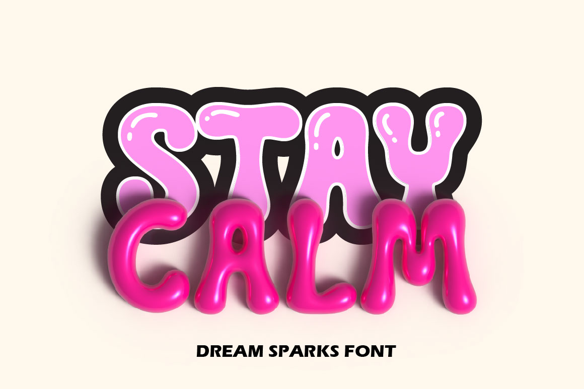 Dream Sparks - Bubble Display Font rendition image