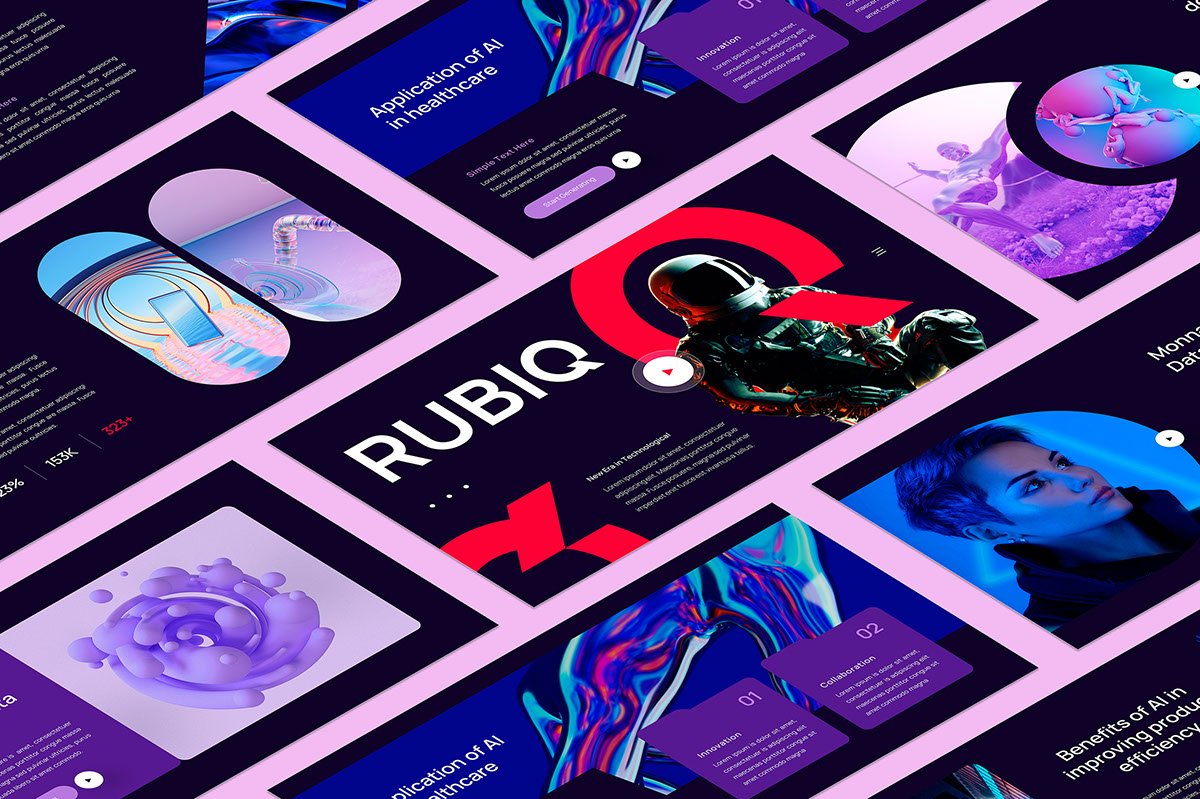 Rubiq - Artificial Intelligence Google Slide Template rendition image