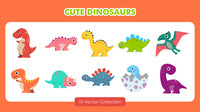 Cute Dinosaurs Vector Set