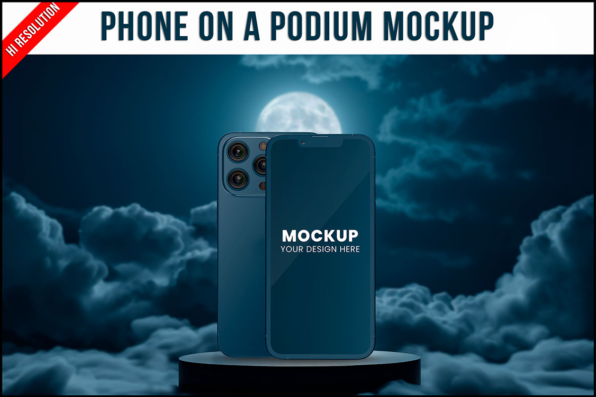 Phone on a Podium Mockup rendition image
