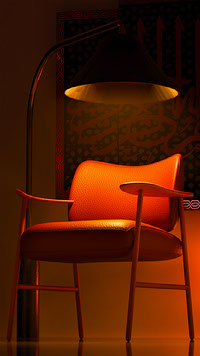 Chair and Lamp Scene with orange hues night