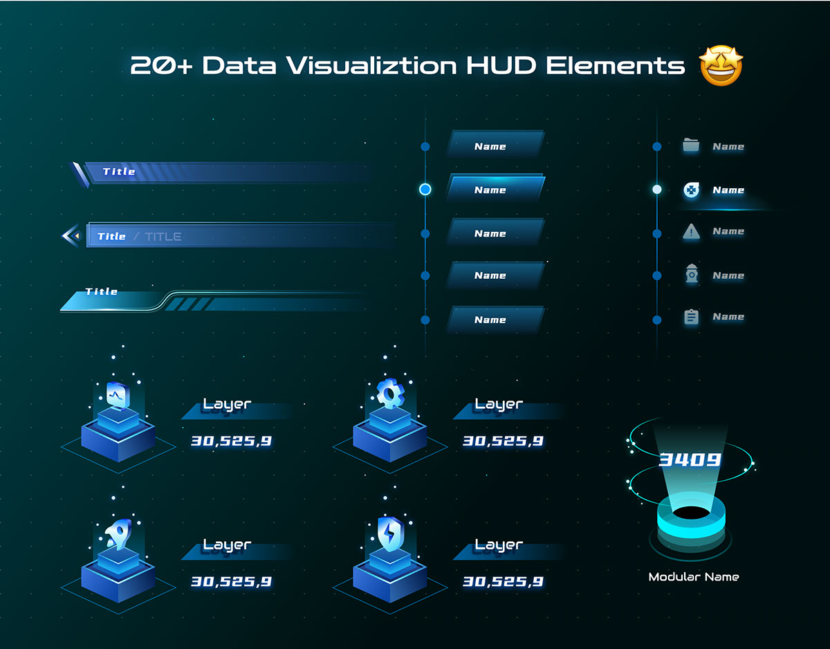 Data Visualization HUD Pack rendition image