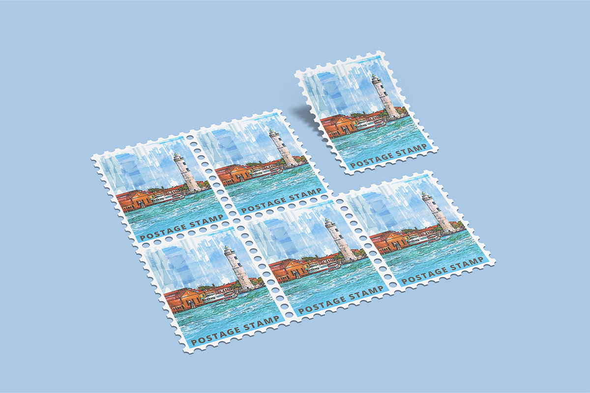Postage Stamp Mockup rendition image
