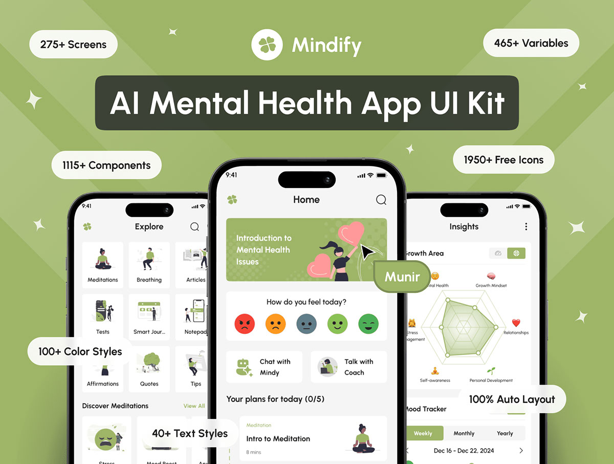 Mindify - AI Mental Health App UI Kit rendition image