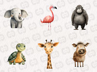 Cute Jungle Animals Clipart Bundle