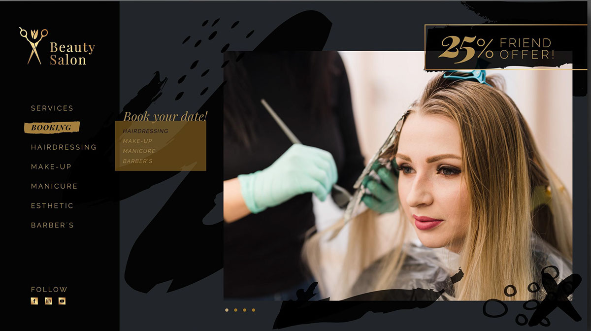 Beauty saloon landing page rendition image