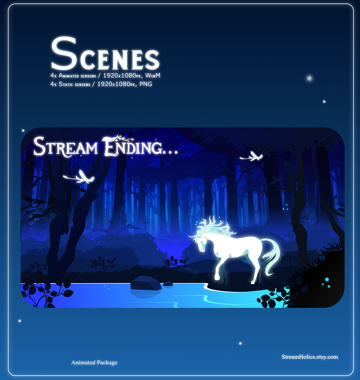 MAGICAL FOREST STREAM OVERLAY ANIMATED Blue - White rendition image