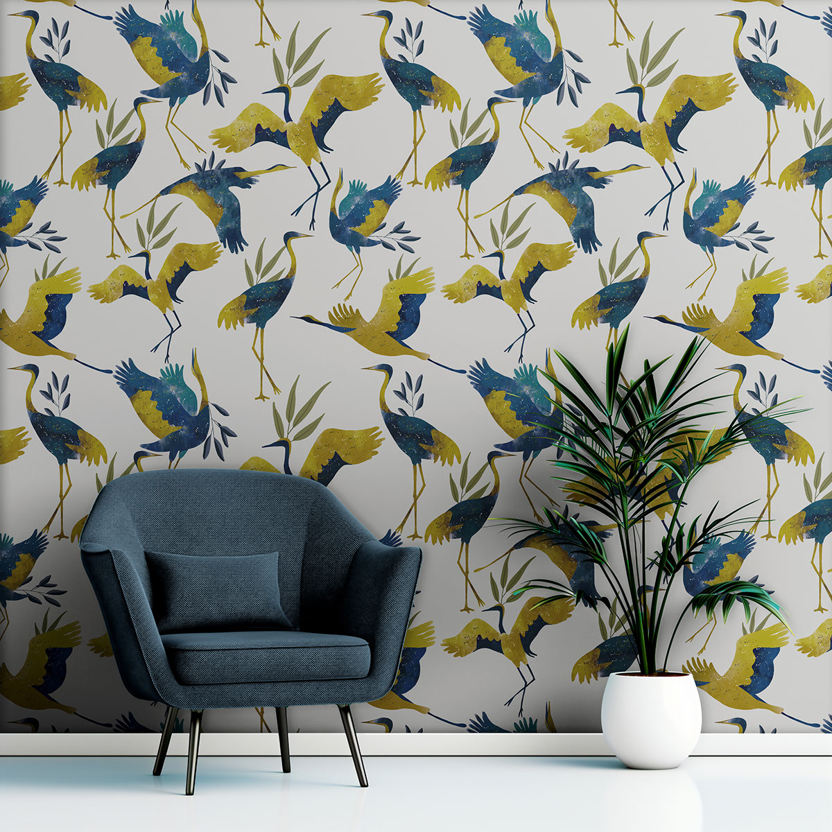 Birds Dream seamless pattern 12x12 inches rendition image