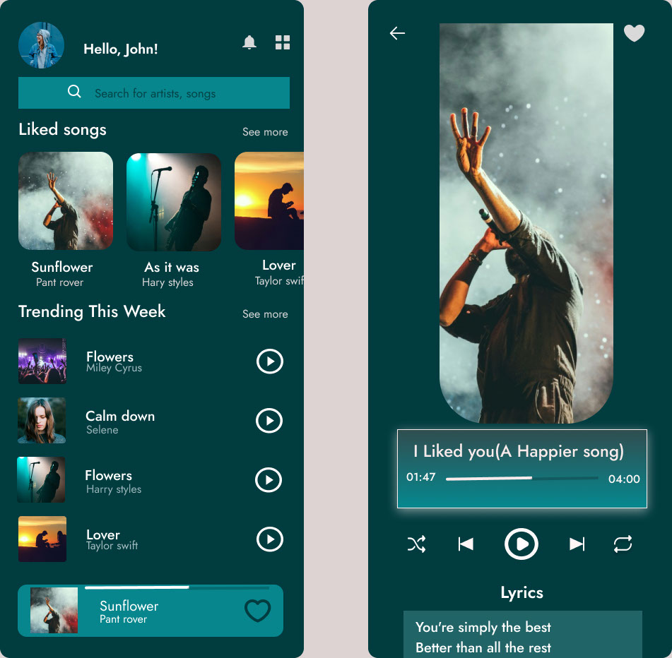 Music Player design template rendition image