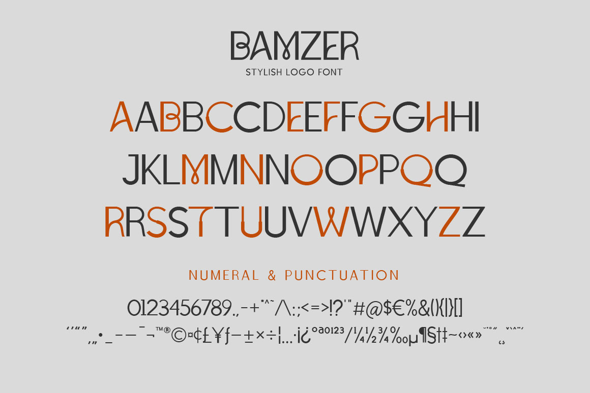 Bamzer Stylish Logo Font rendition image