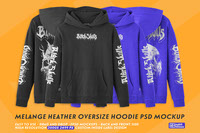 melange Heather oversize hoodie PSD Mockup