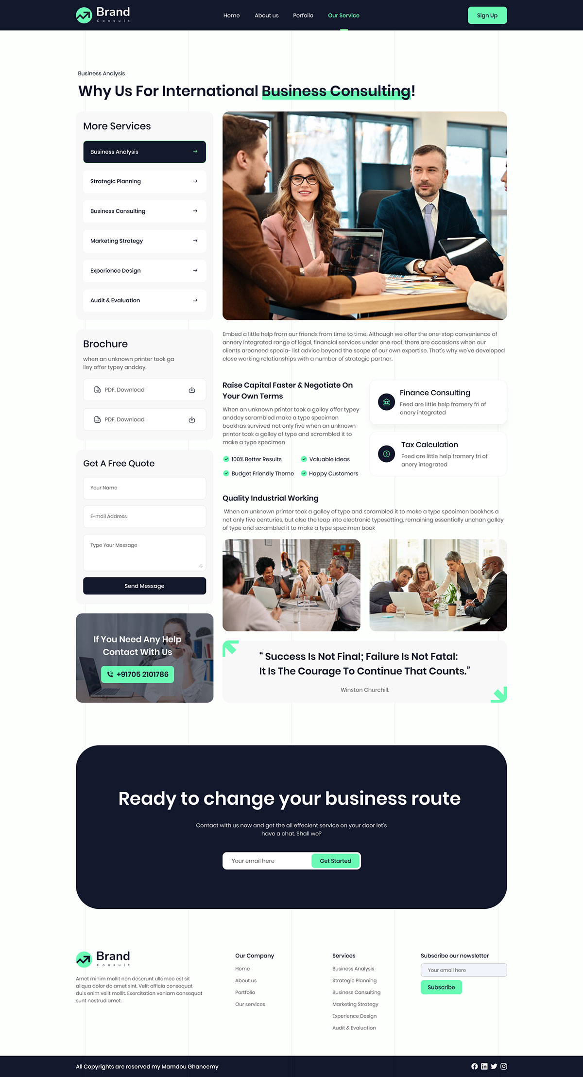 Business Consulting Landing Page UI Design rendition image
