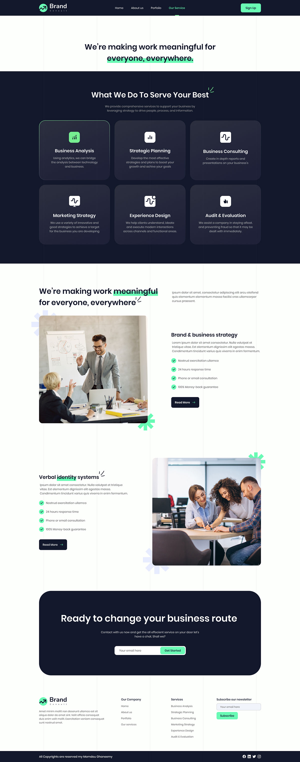 Business Consulting Landing Page UI Design rendition image