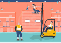 Using a forklift to lift employers in a hazardous way_Adobe Illustrator 2020