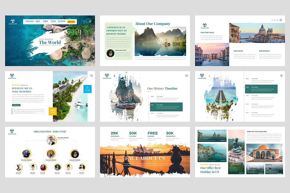 Company Profile Travel and Tourism Powerpoint Template on Behance ...