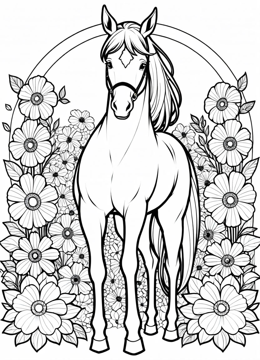 Horse coloring pages rendition image