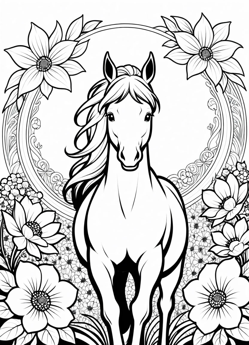Horse coloring pages rendition image