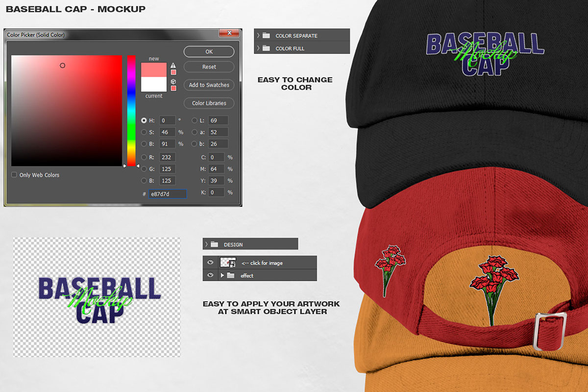 BASEBALL CAP - MOCKUP LINK rendition image