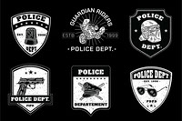 Hand Drawn Police Logo Badge Set