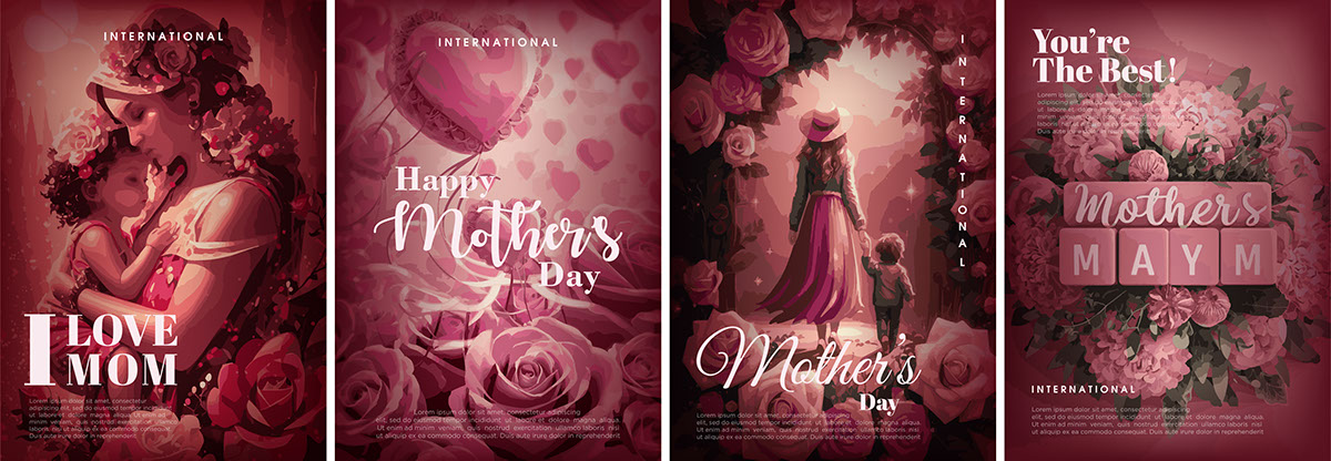 Happy mothers day set of illustrations rendition image