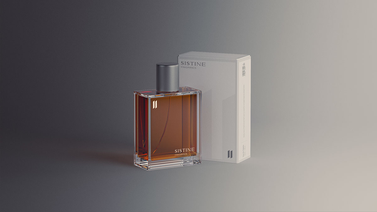 Perfume Bottle Packaging Mockup rendition image