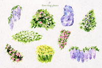 Watercolor Landscape design Flowers