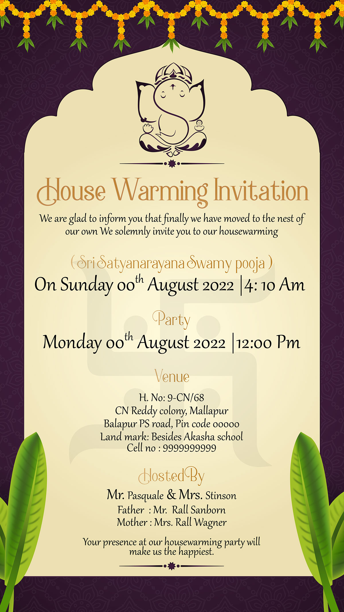 House invitation card rendition image