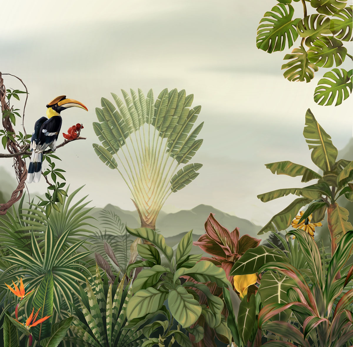 botanical digital painting rendition image