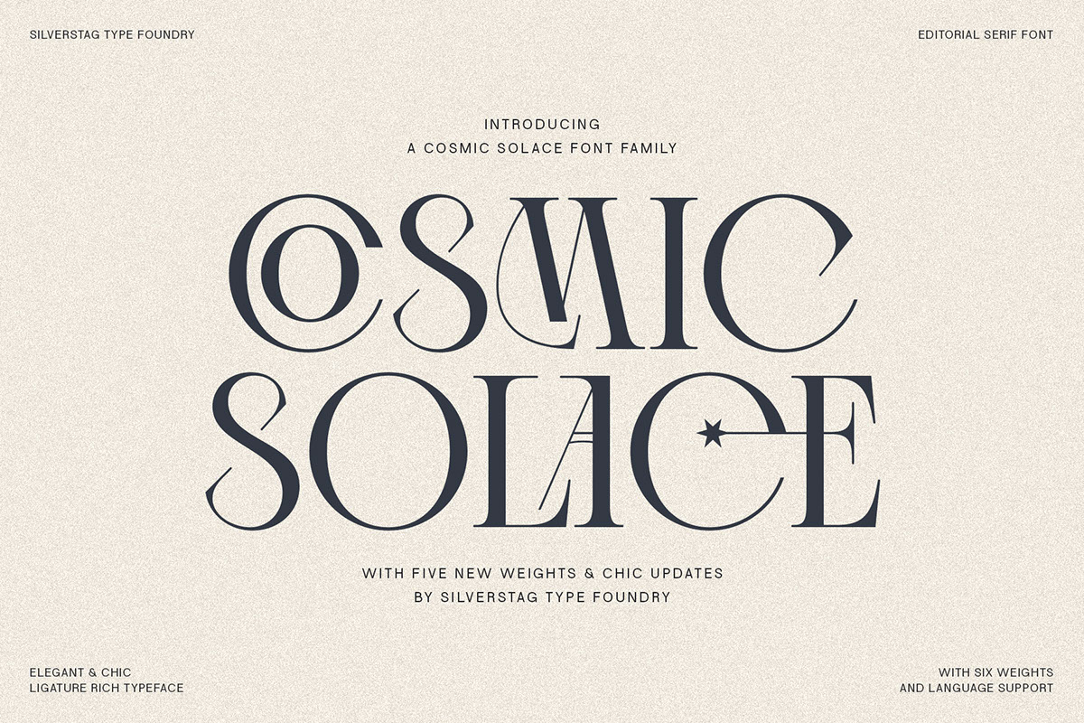 Cosmic Solace - Ligature Rich Serif Typeface rendition image