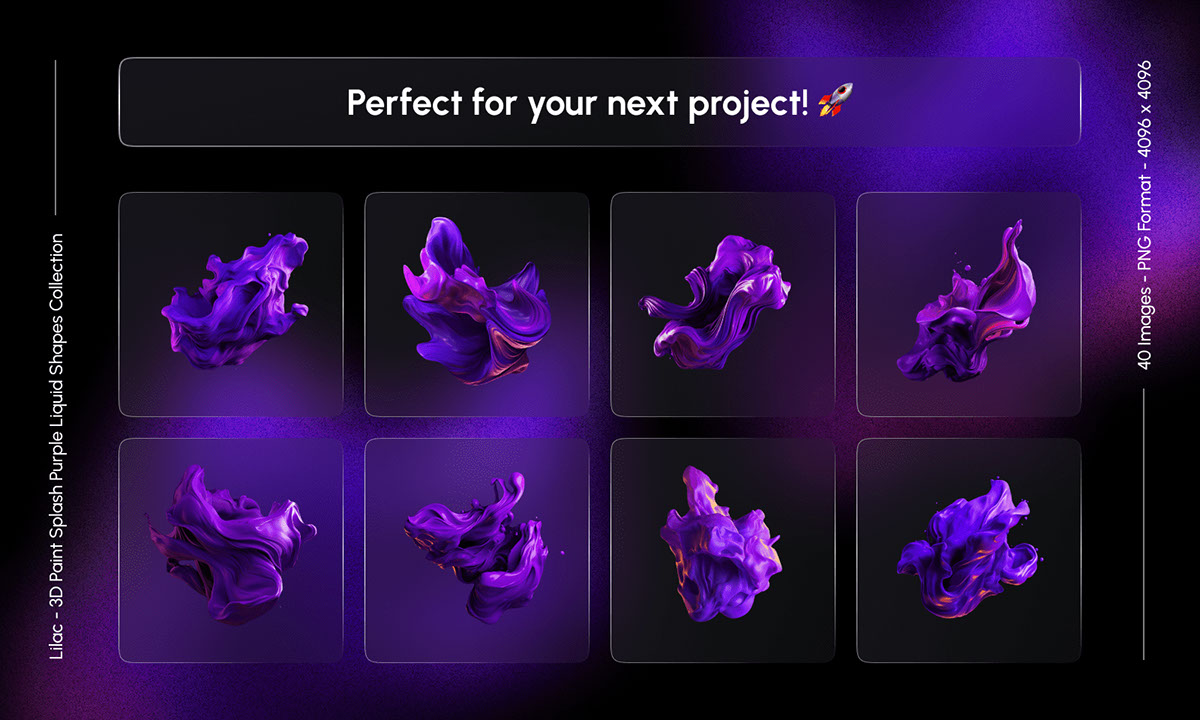 Lilac - 3D Paint Splash Purple Liquid Shapes Collection rendition image