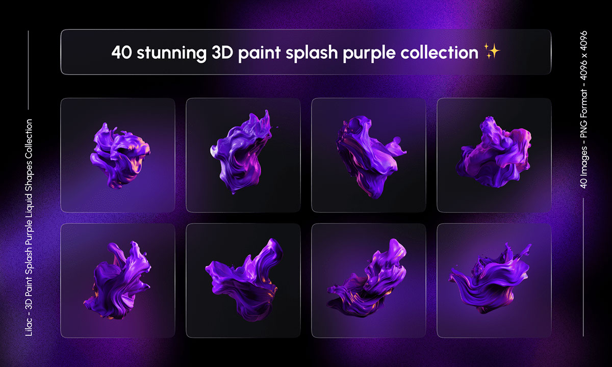 Lilac - 3D Paint Splash Purple Liquid Shapes Collection rendition image