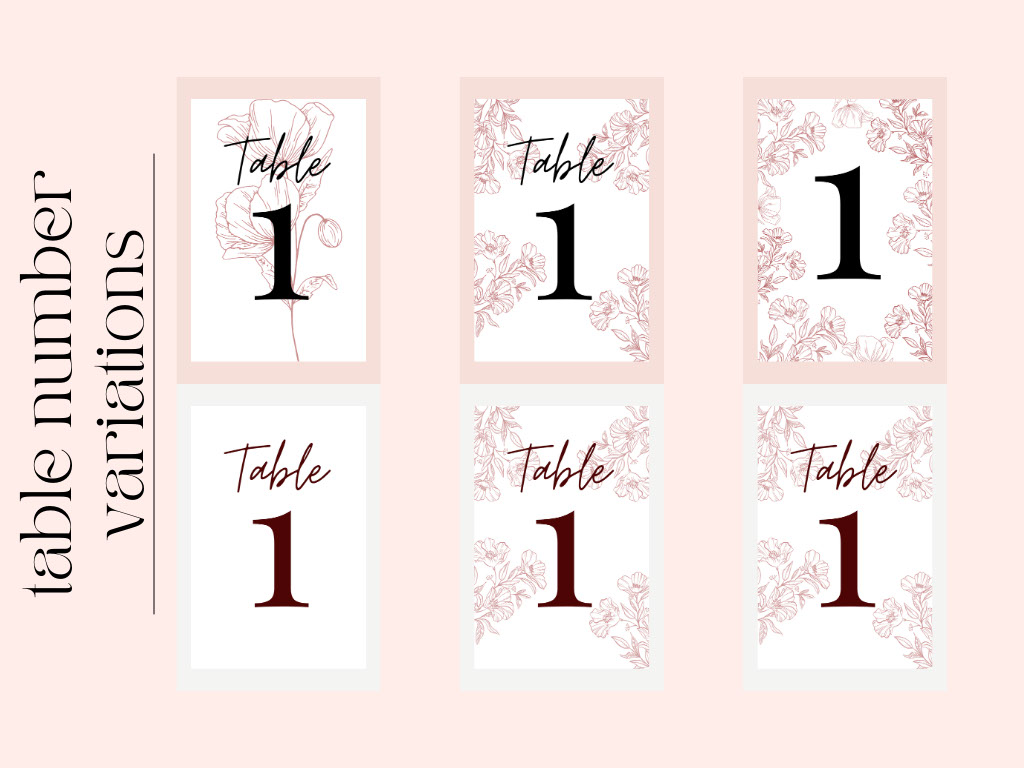 Table number set floral rendition image