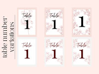 Table number set floral