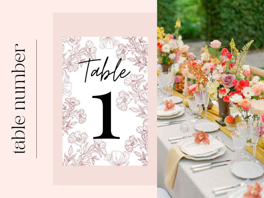 Table number set floral rendition image
