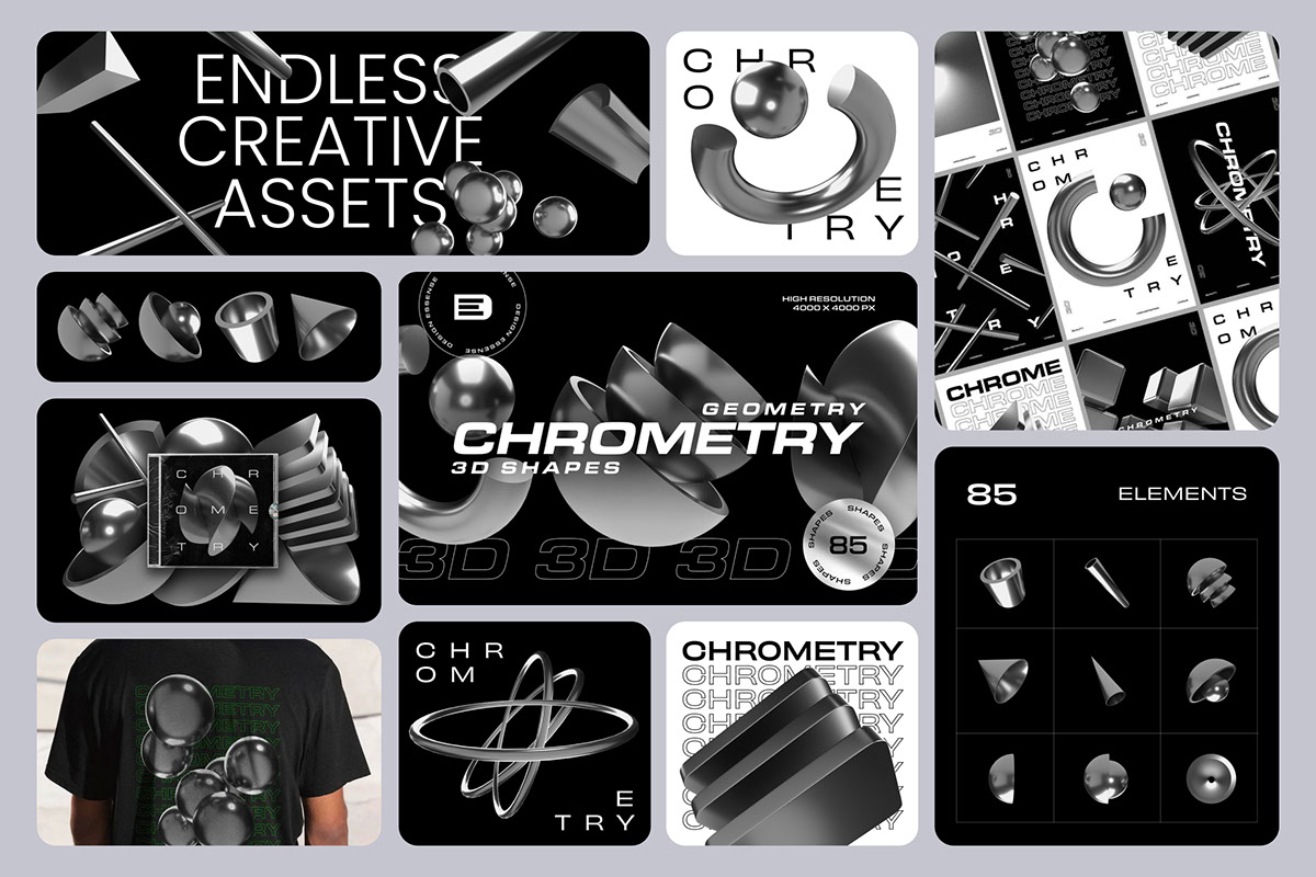 Chrome 3D Bundle on Behance :: Behance