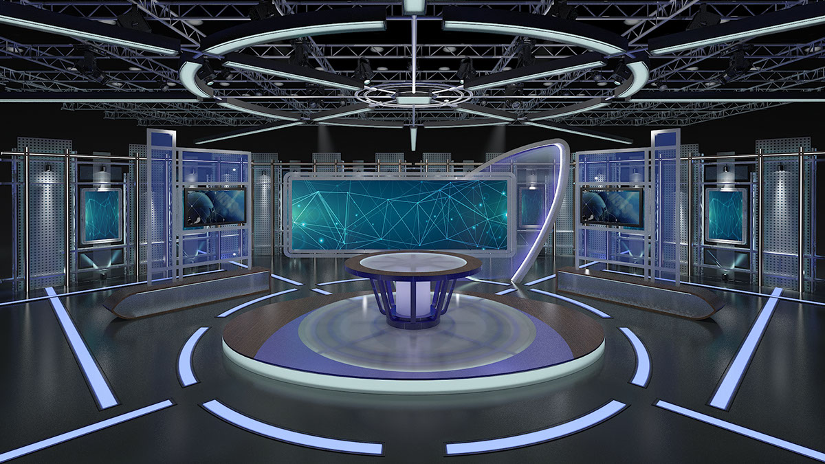 Virtual TV Studio Set Green screen background rendition image